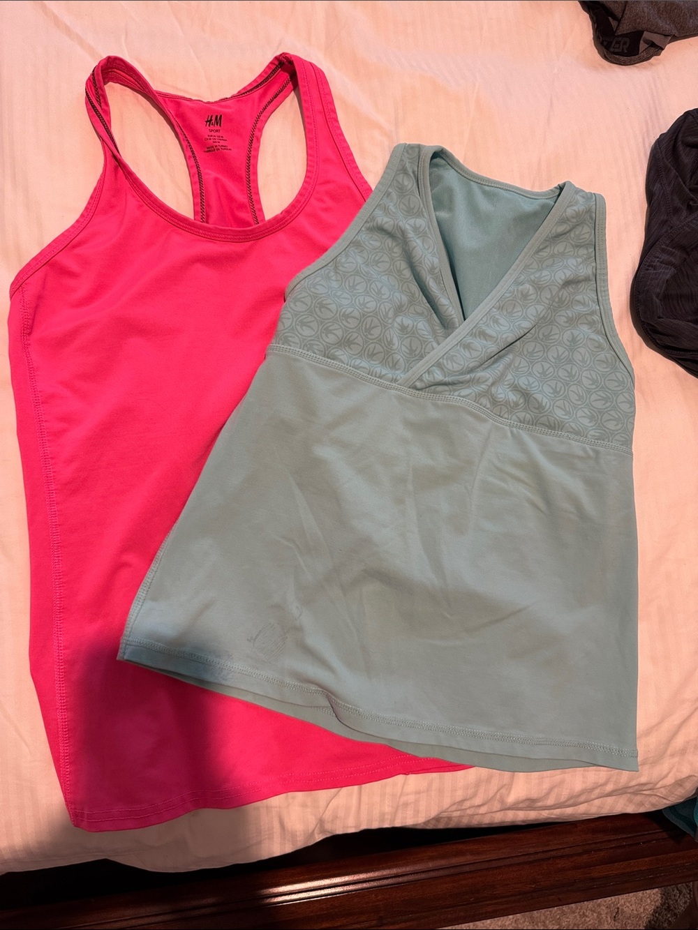 H&M Bright Pink Racerback Tank & Mint Green V-Neck Layering Top